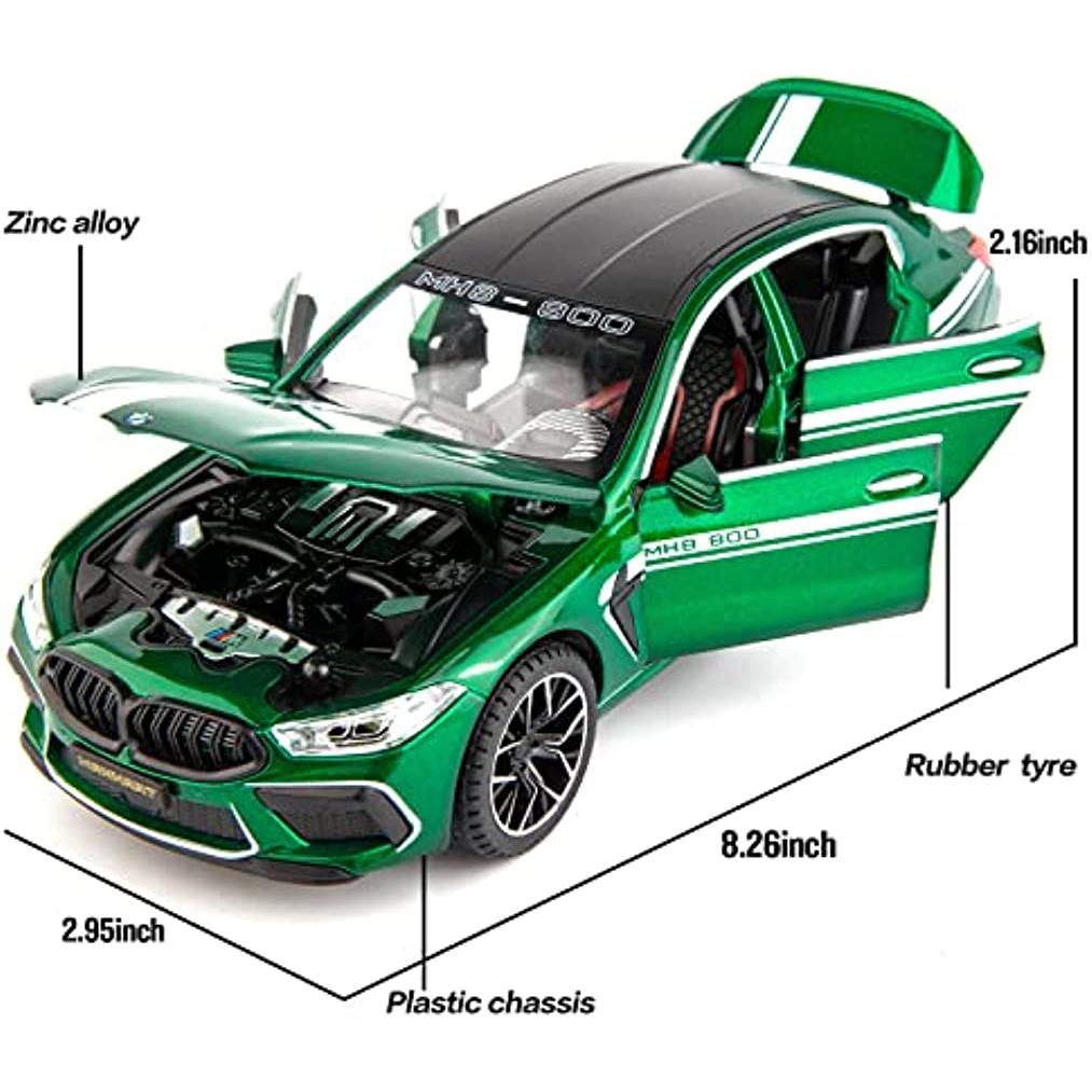 1/24 Scale M8 Diecast Car Model Toy, Pull Back Toy Vehicle with Sound and Light for Kids Toddler Boys Girls Gift Collection
