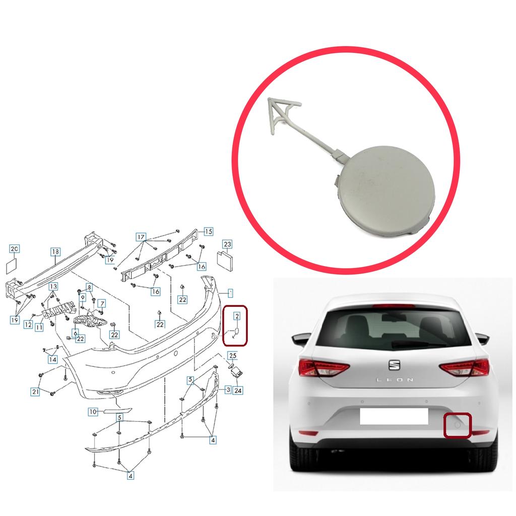 ESP1163 Крышка проушины буксировочного крюка заднего бампера для Seat Leon MK3 5F ST SC 2012-2016 до рестайлинга 5F0807441 