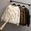 Women's Winter Short Lightweight Warm Coat Korean Style Diamond Pattern Casual Coat