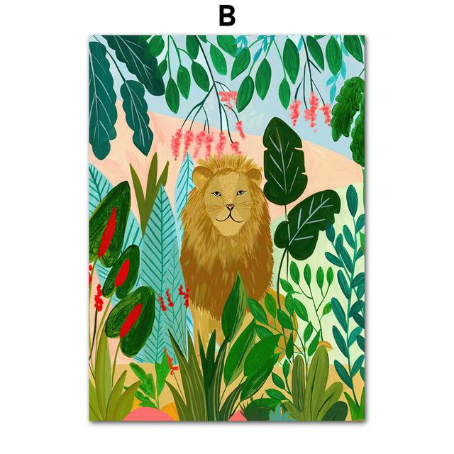 Тропический Тигр, Леопард, Рыба, Лотос, Марокко, Ваза, настенная живопись на холсте, постеры и принты, настенные панно для декора гостиной, без рамки