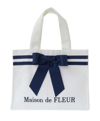 Maison de FLEUR Квадратная сумка-тоут Line Ribbon Jacquard, Белая, F Сумка-тоут, 08000481500