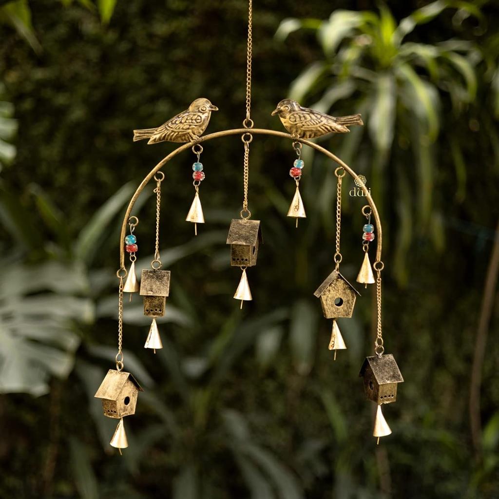 Настенные колокольчики Скворечник, Wind Chime Wall Hanging Birdhouse,  Duli