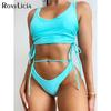 Sexy Lace Up Strappy Padded Bikini Female Swimsuit Women Swimwear Two-pieces Bikini Set Bather Bathing Suit Swim Lady