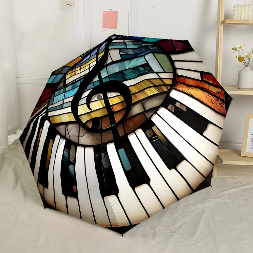Music And Art Harmony Portable Automatic Umbrella Retractable Design with 8-Rib Durability Foldable Design for Outdoor Daily Use Fashion Lovers