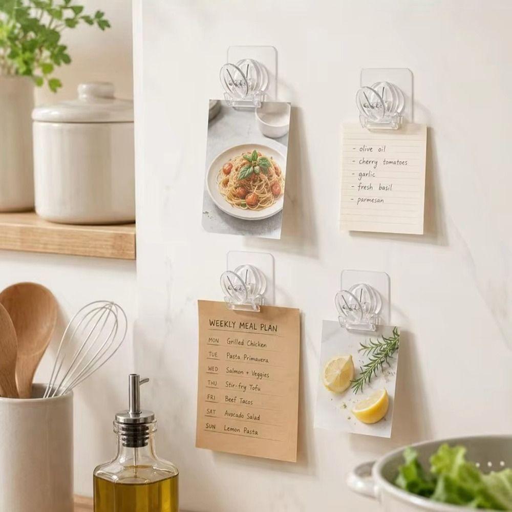 1pc Self Adhesive Refrigerator Clip Transparent Wall Clip Refrigerator Organization