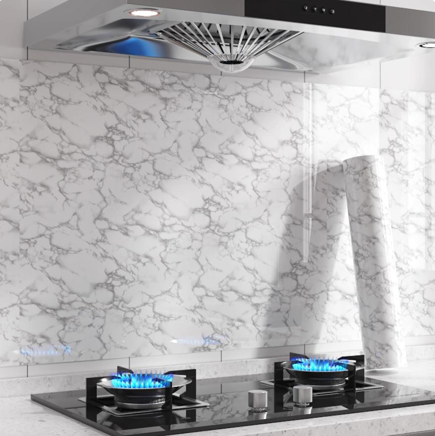 Кухонная маслостойкая пленка для плиты Водонепроницаемые влагостойкие обои для столешницы Самоклеящаяся плитка для ремонта шкафа Мраморная наклейка