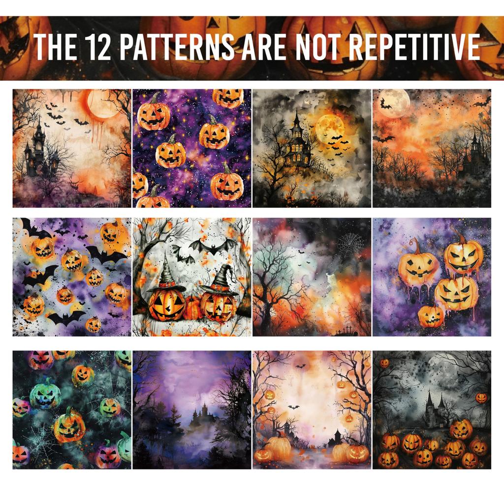 Набор бумаги с узором на Хэллоуин, декоративная бумага для изготовления открыток, рукоделия, скрапбукинга, украшения