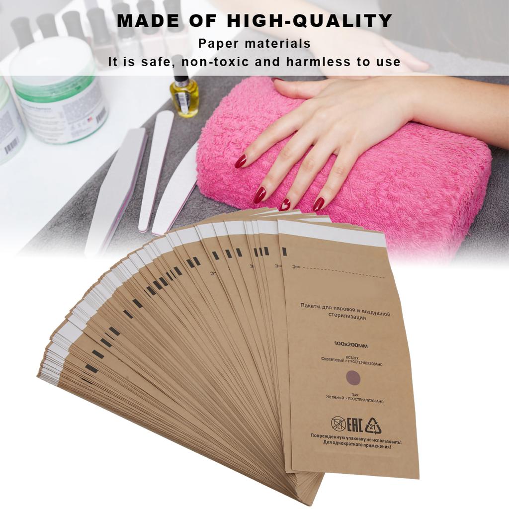 100 шт одноразовых сумок для чистки косметических инструментов для нейл-арта, сумка для УФ-очистителя, 100 x 200 мм