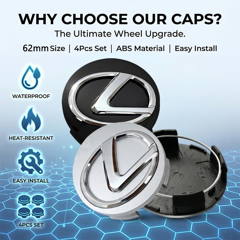 4Pcs Car Wheel Center Hub Cap Rim Cover Waterproof For Lexus IS250 IS200 CT200h GS300 LS430 RX450h LX570 IS300 ES RX LS