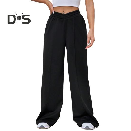 Женские брюки V-образной формы с высокой талией, прямые, широкие, длинные брюки, однотонные, свободного кроя, спортивные брюки для повседневной носки