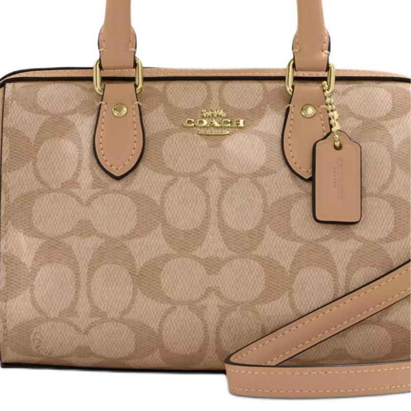 Coach Roan 17 Logo Print Coated Canvas Shoulder Crossbody Handbag Small Women handbags Brown CAL20-IMEQO