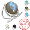 Кольцо из стерлингового серебра 925 пробы Женское с драгоценным камнем Ручная работа Ювелирные изделия Пасхальный подарок Аквамарин Халцедон Раковина Абалон Голубой Солнечный камень Лабрадорит Пренит Мода