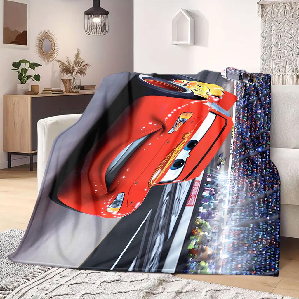Cars Print Flannel Blanket Cartoon Style for Sofas Beds Bedrooms Chairs Travel Picnics Home Decor All Seasons New Set