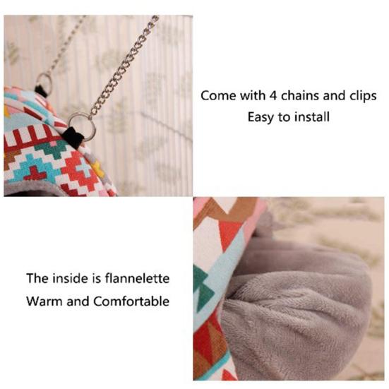 Squirrel Bed Colorful Pattern Keep Warmth Soft Texture Cute Pet Rat Squirrel Nest with Chain Small Animal Supplies