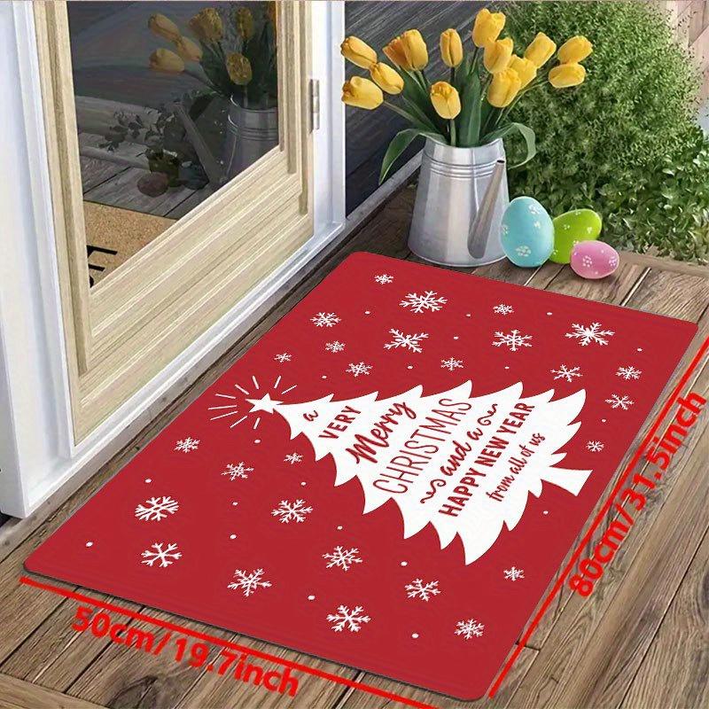 1Pcs Anti Fatigue Kitchen Rugs Red Christmas Tree Print Waterproof Non-Slip Thick Cushioned Kitchen Mat Heavy Duty Comfort Standing Mat for Kitchen