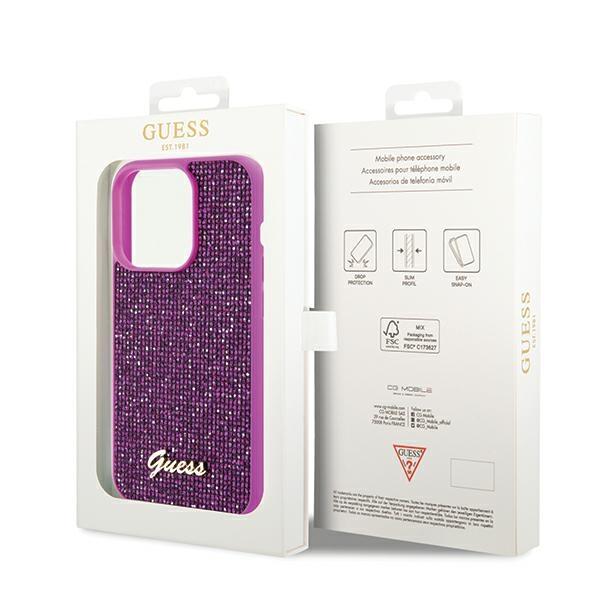 Guess Guhcp14Lpmsdgsf Iphone 14 Pro 6.1 Fuksja/Fuschia Hardcase Disco Metal Script