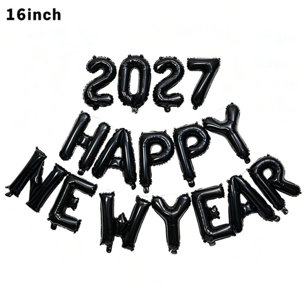 Holiday Ornaments Colorful Foil Balloons Happy New Year 2027 16 inch Balloon Set