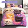 1PC Cute cat theme pattern Bedding Quilt Set Quilt Cover Pillowcase Home Decoration Birthday Gift (1 * duvet cover + 2 * pillowcase, without core)