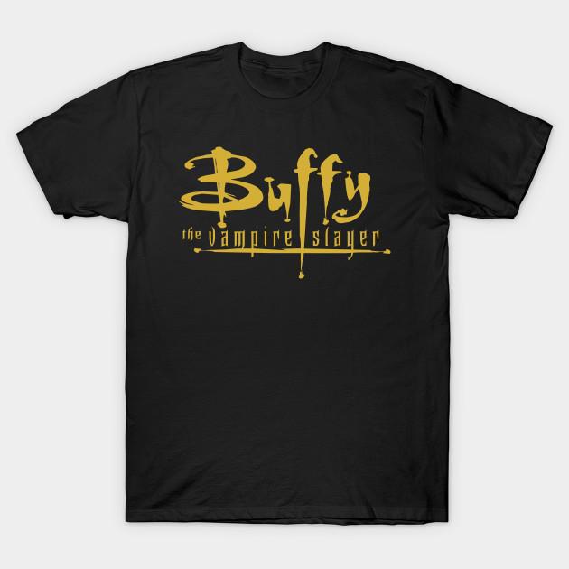 Men Black Print T-shirt Buffy Logo No-Cut Transfer Paper Print Cotton Tshirt