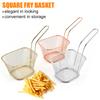 Mini Size Square Fry Basket Metal French Fries Chips Holder with Handle Desk Food Presentation Mesh Basket Food Prep Area Accessories Tools