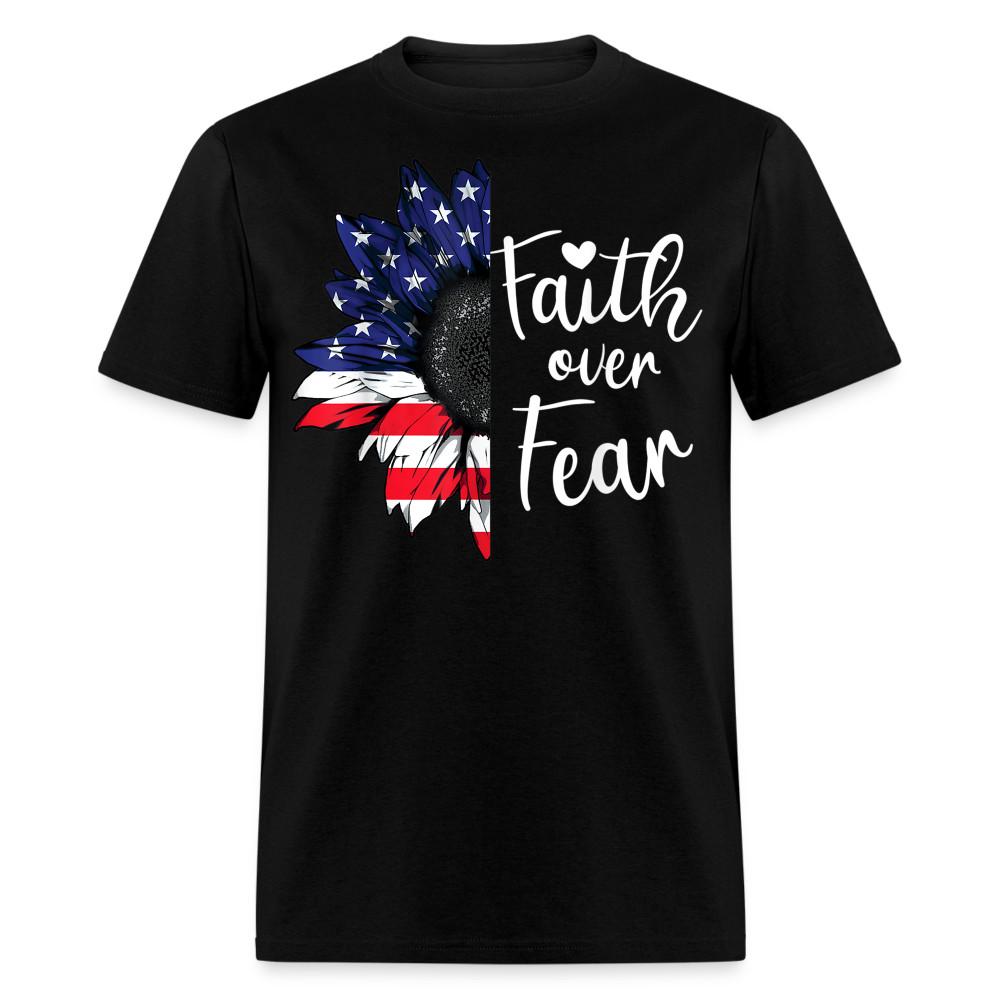 Faith over Fear Sunflower American Flag T-Shirt