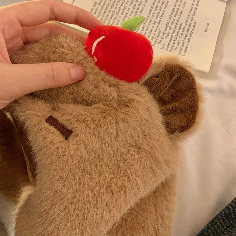 Шапка-пуловер Милая шапка капибары Мультяшная плюшевая шапка Милые животные Ушки Шапки-бини Зима Осень