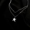Двухслойное ожерелье с пятиконечной звездой для женщин, короткая цепочка на ключицу в холодном стиле, простое японское и корейское шейное кольцо