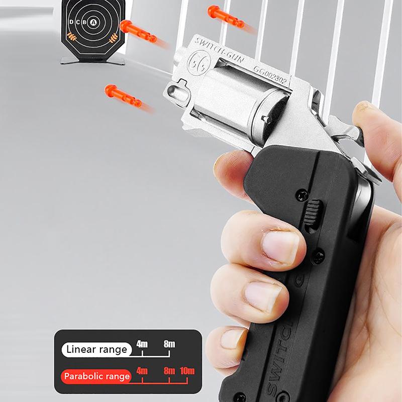 Toy Alloy Foldable Toy Gun Left Wheel Metal Model Gun Switch-Gun Folding Simulation Toy Soft Bullet Gun With Plastic Bullets