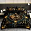 Celestial Digital Printed Bedding Set Son Moon Duvet Cover Set Breathable Fabric Golden Astrological Design King Queen Twin Size