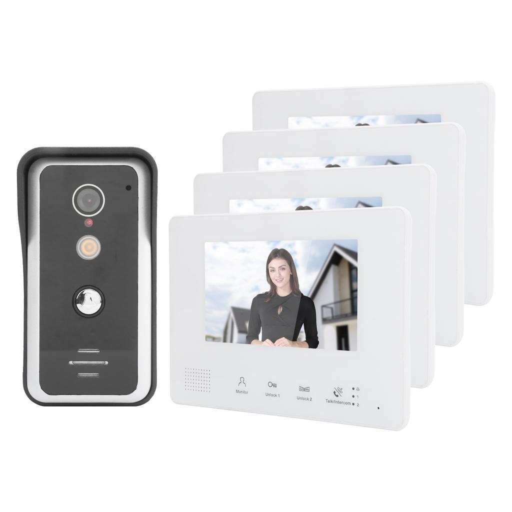 7in TFT 2?Wire Systerm Visual Doorbell Intercom System Night Vision Door Phone with 4 Displays
