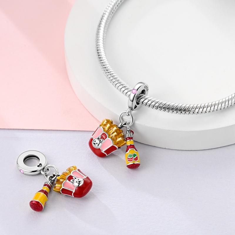 Charm Bead Charms copper Plated Rabbit Tomato Sauce Fries Pendants Compatible With Authentic Bracelets Bead Charms Women Jewellery Making Diy