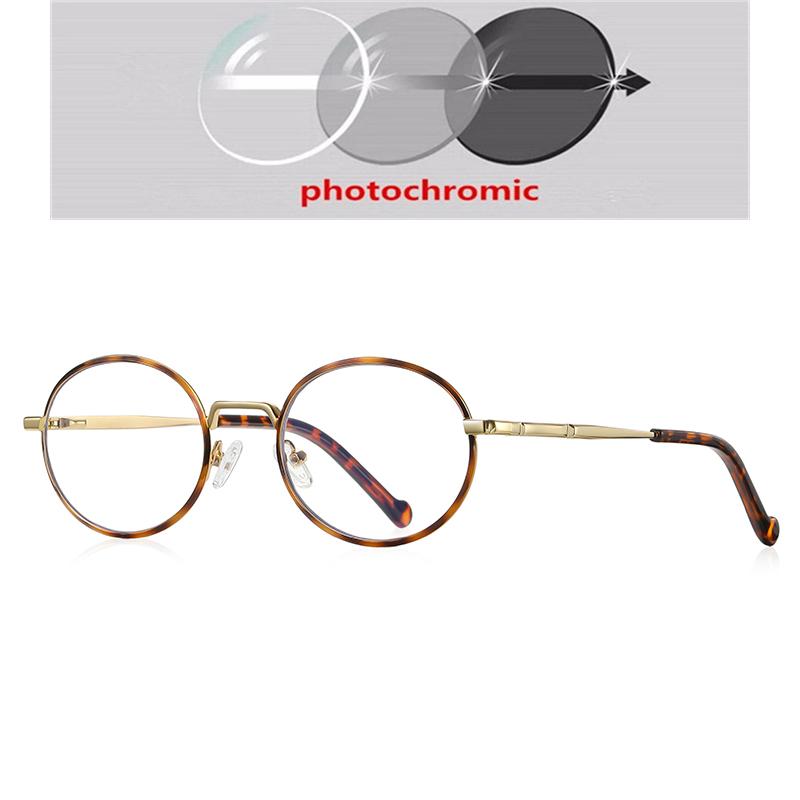 Small Frame Oval Nearsighted Glasses For Women Spring Leg Steampunk Student Myopia Photochromic Eyeglasses 0 -0.5 -0.75 To -6.0