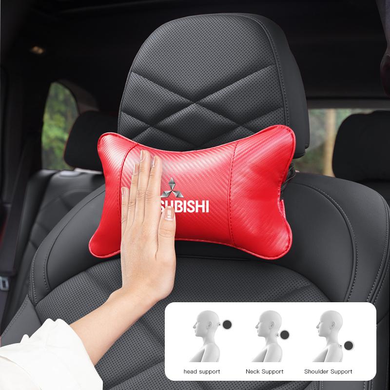 Car Logo Seat Headrest Neck Rest Protector Pillow Auto Interiors For Mitsubishi Eclipse Lancer Outlander Pajero ASX Colt I200 Ex