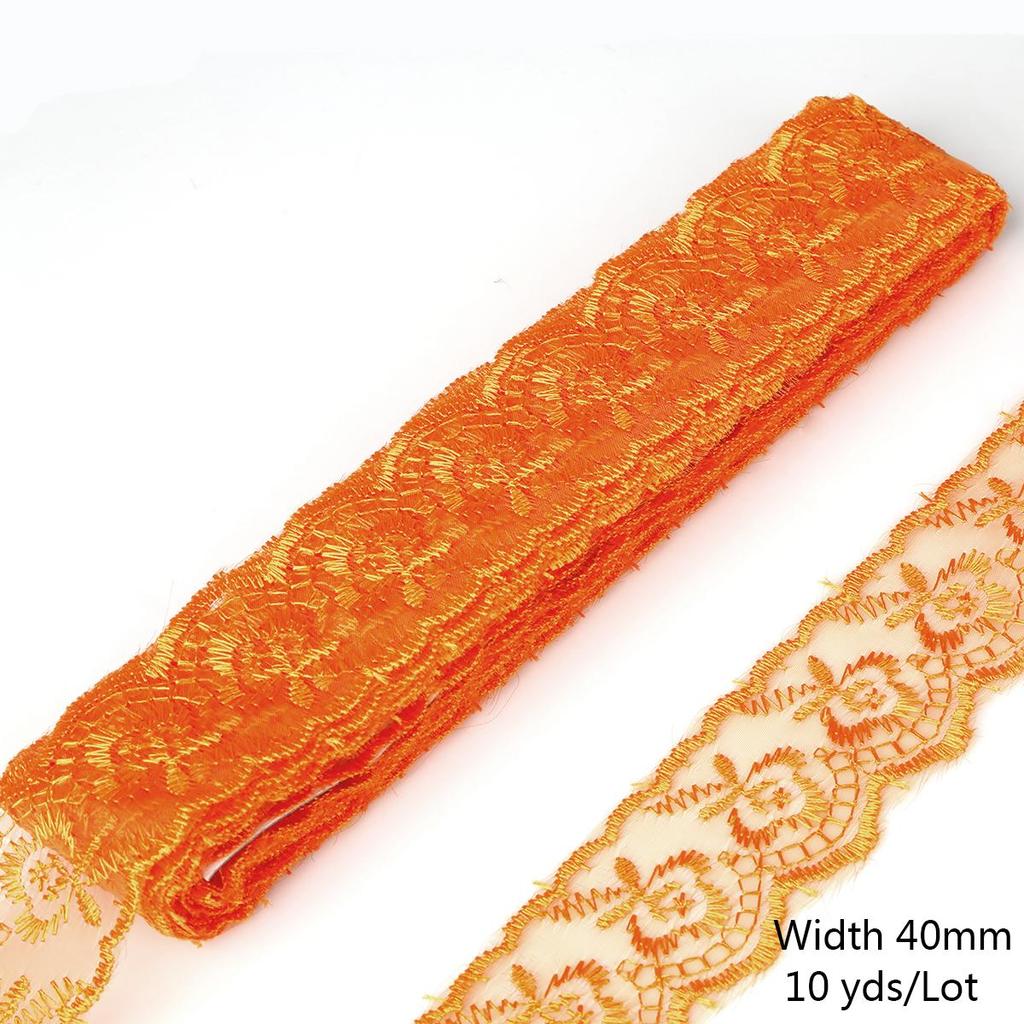 10yards/lot Multi-Color Lace Trim Fabric 40MM Embroidered Net Lace Trim For Sewing Decoration DIY Embroidered Lace Ribbon