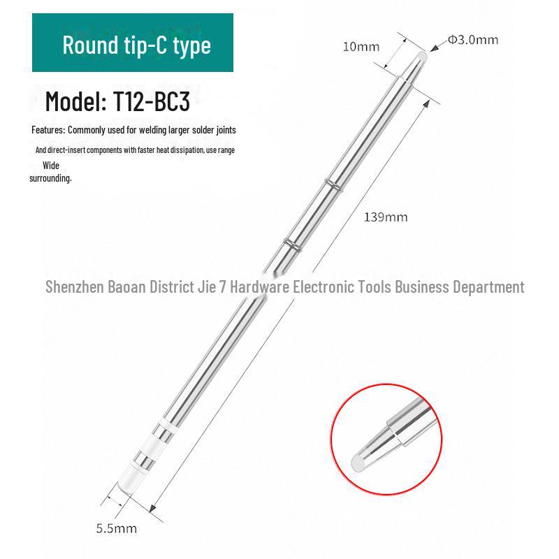 Жало паяльника T12 со встроенным нагревательным сердечником, паяльная станция с белым светом, универсальное лезвие ножа, подкова, специальное заостренное T12-K/B/I