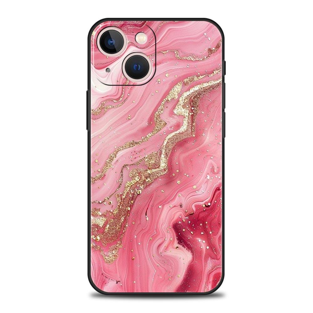 Модный Золотой Розовый Мраморный Чехол Для Телефона Для iPhone 17 16 15 Pro Max 11 12 13 14 7 8 Plus SE 2020 X XR XS Чехол Мягкий Черный