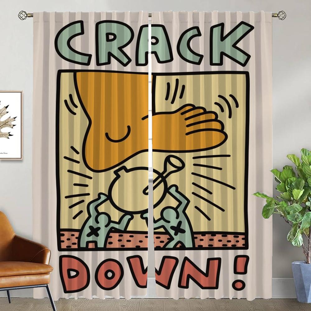 Шторы Keith Harings, затемняющие шторы для детской комнаты, 2-панельный тюль для спальни, шторы для домашнего интерьера, перегородки