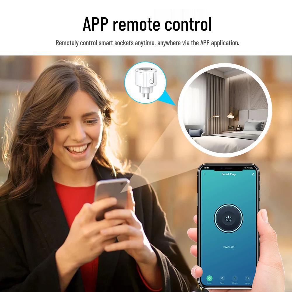 Умная EU-вилка 20А с WiFi и Bluetooth, удаленное управление через приложение, голосовое управление Alexa, таймер, задержка включения/выключения, циклический переключатель.