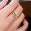 Huitan Gold Color Women Ring Geometric Design Inlaid Shining Cubic Zirconia Luxury Wedding Engagement Accessories Jewelry GiftGood product