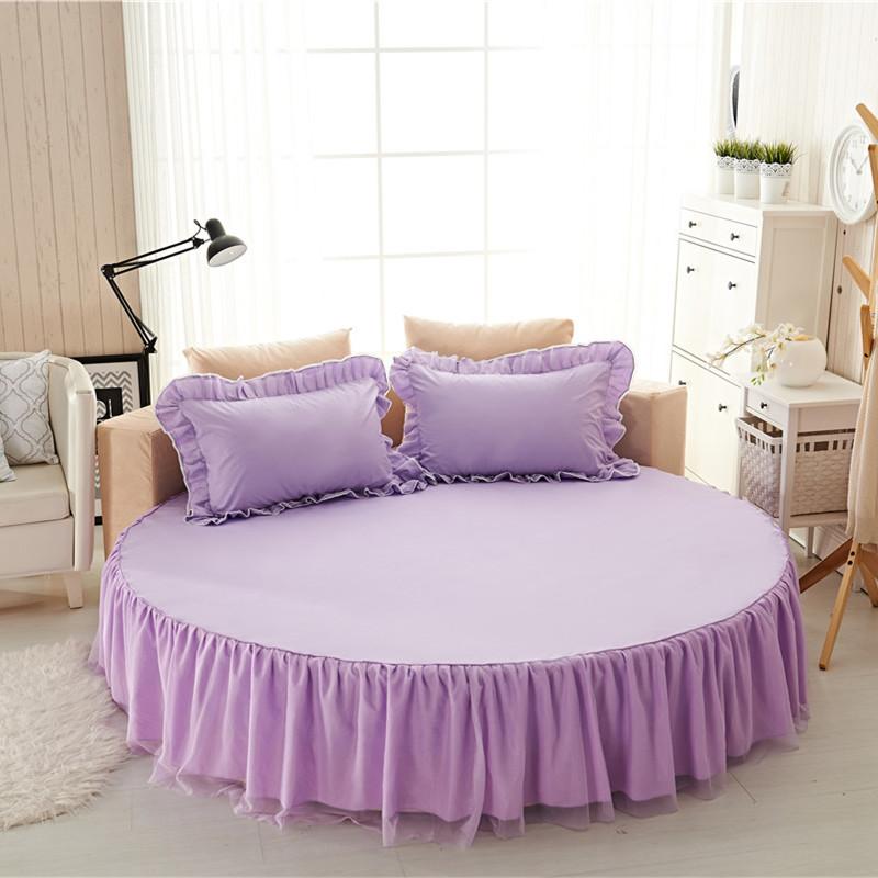 Круглая простыня на резинке Хлопок Стеганое покрывало Нескользящий чехол на матрас Отель Дом Романтическое постельное белье Юбка для кровати с наволочкой