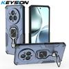 KEYSION Противоударный защитный чехол для Realme 14 Pro+ 5G Силиконовый + ПК Вертикальный металлический чехол-подставка для телефона OPPO Realme 14 Pro 5G