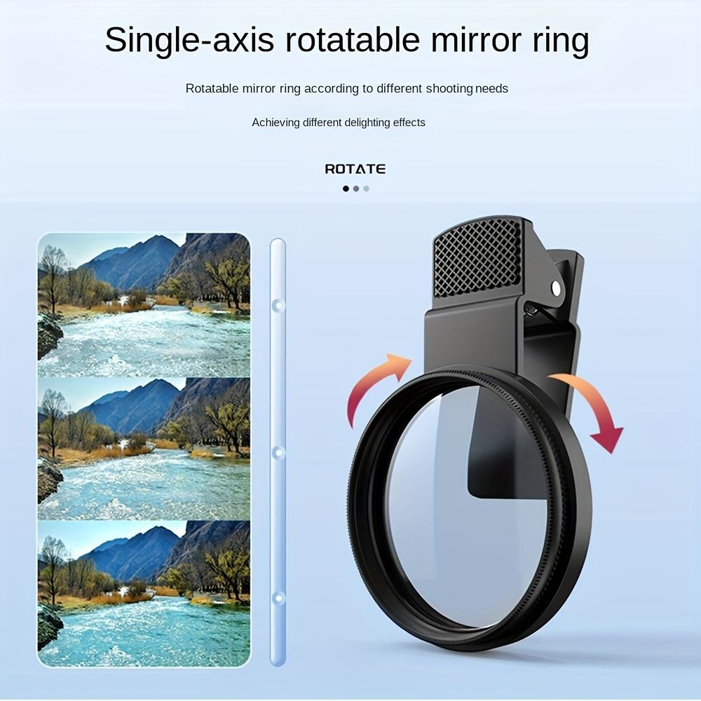 52mm Clip-On Phone Camera Lens Filter, Ultra-Thin Circular Polarizing Filter, Enhances Color Saturation, Reduces Glare