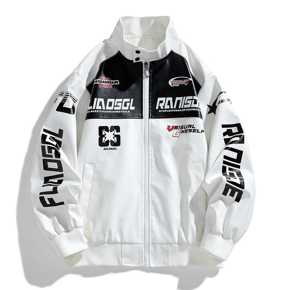 Jacket Stand Collar Casual Spring and Autumn New Loose Men's Motorcycle Leather Jacket