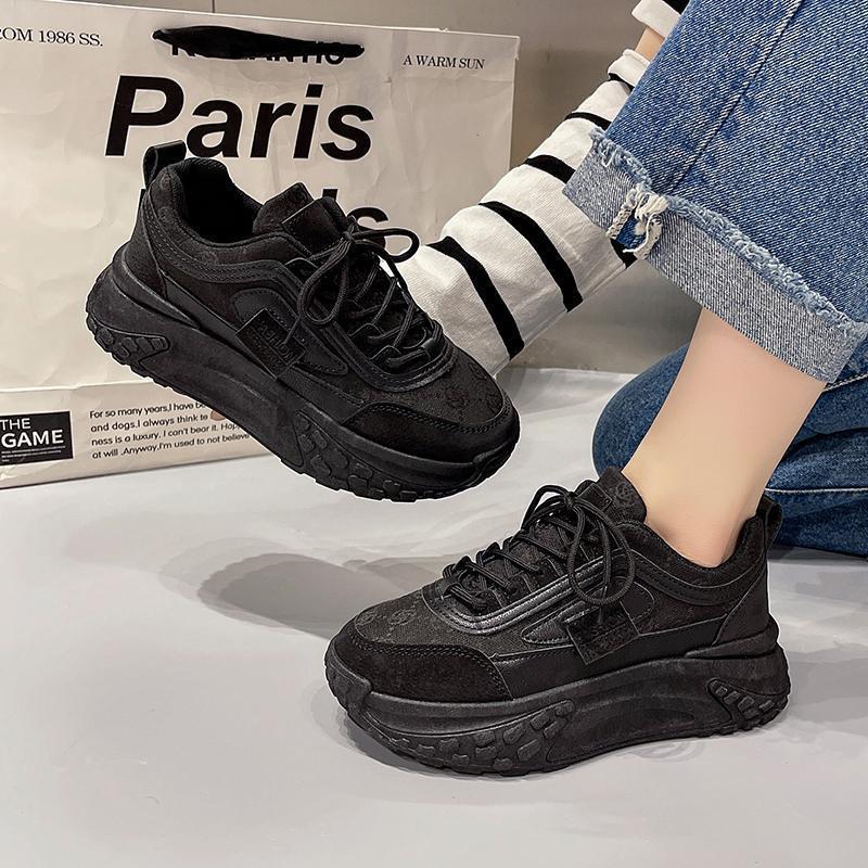 Thick-soled Inner Height Increase Dad Shoes Women's Small Fragrant Wind 2025 Spring and Autumn New Versatile Fashion Lightweight Shoes Women Show Sma