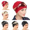 Muslim Women Twist Braid Turban Hat Pre Tied Headscarf Print Flower Hijabs Bandana Chemo Beanies Cap