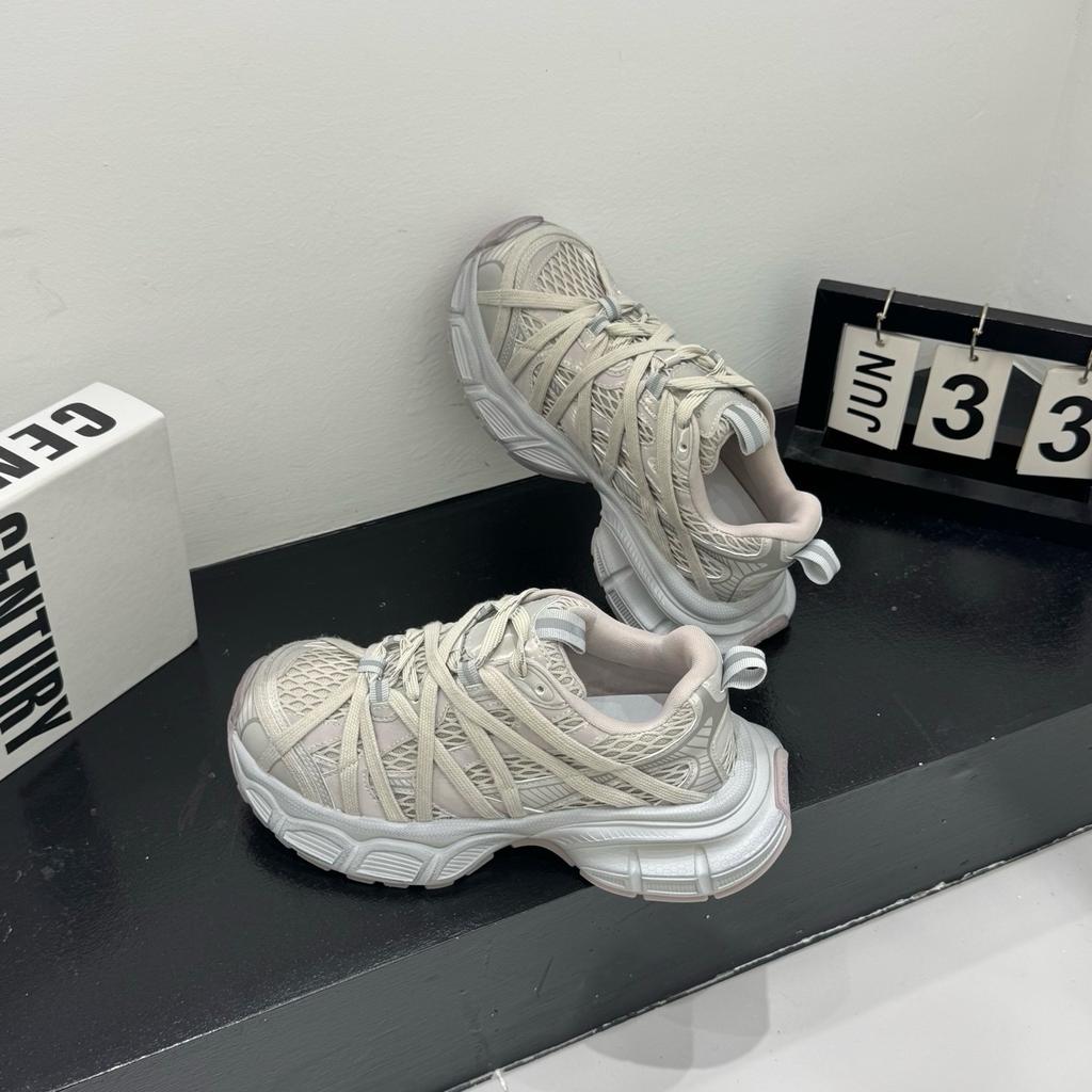 Паутина толстая подошва ремешки папы обувь женская весна и лето новая сетчатая усиливающая воздухопроницаемая беговая спортивная повседневная обувь