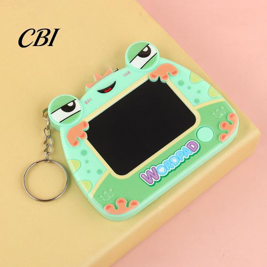 Reusable Writing Pad Mini Drawing Board Keychain for Kids, Cartoon Frog with Key Ring, Hanging Doodle Sketch School Bag LCD Tablet Pendant