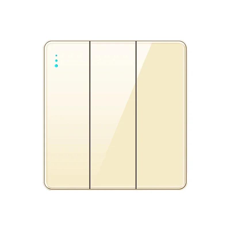 EU RU UK Standard 1/2 Way Wall Light Switch Luxury Full Tempered Glass Panel ON OFF Power Push Button Switch1/2/3/4 Gang Type 86