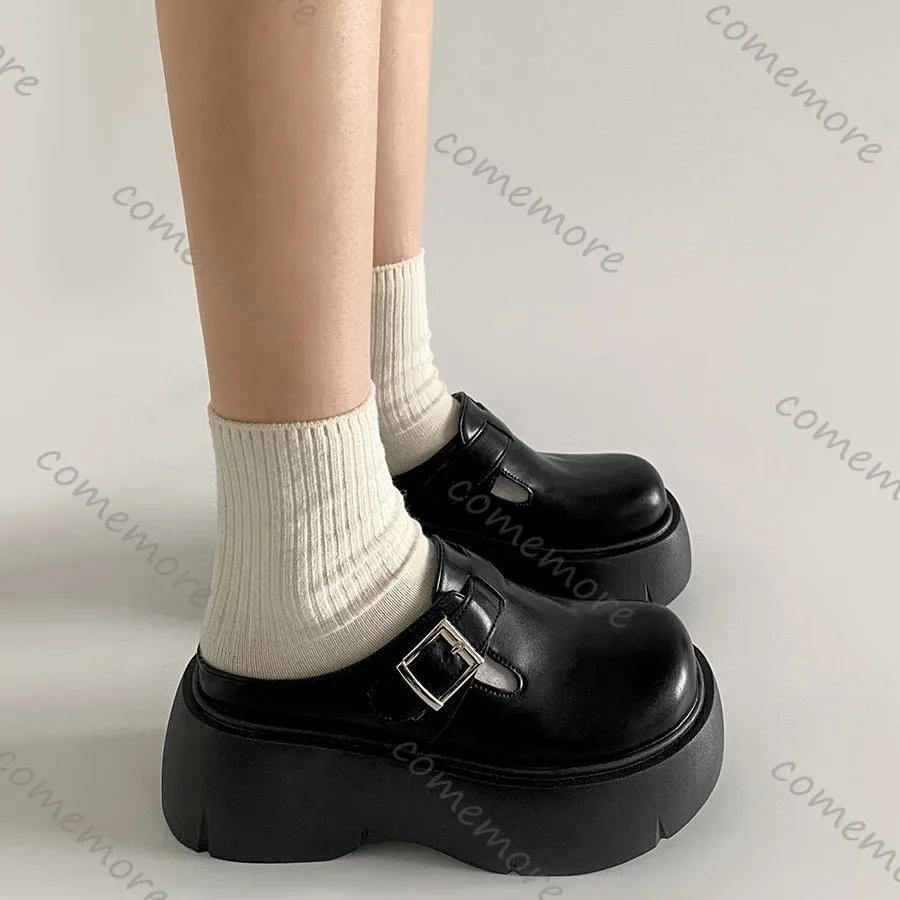 Праздничные туфли-шлепанцы на платформе Baotou Женские Черные Коричневые Туфли на высоком каблуке Женская обувь Повседневные Слипоны для улицы Полумюли Слайды