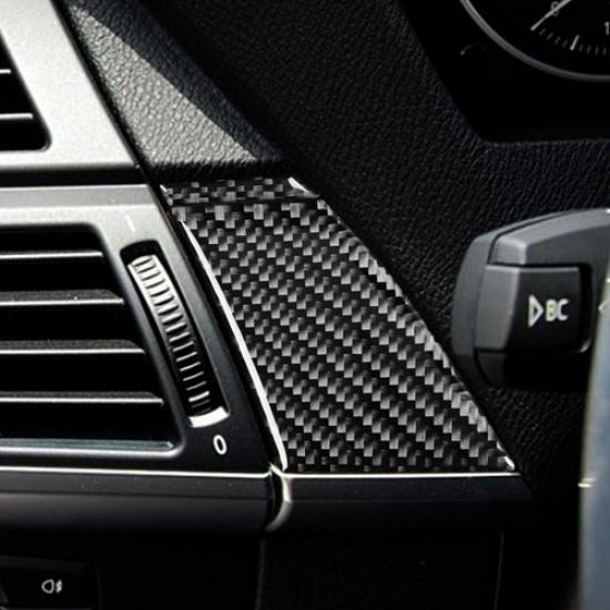 5Pcs Real Carbon Fiber Interior Dashboard Side Panel Cover For BMW X5 E70 07-09